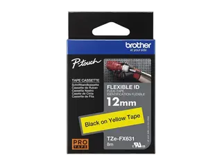 Brother TZe-FX631 - Svart p&#229; gult - Rull (1,2 cm x 8 m) 1 kassett(er) fleksibel ID-tape for Brother PT-D210, D600, H110; P-Touch PT-1005, D410, D450, D460, D610, E310, E550, H110