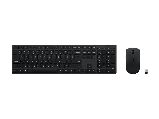 Lenovo Professional - Tastatur- og mussett full size - trådløs - 2.4 GHz, Bluetooth - QWERTY - Dansk - grå - brun boks 
