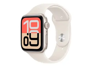 Apple Watch SE 3 (GPS + Cellular) - 44 mm stjernelysaluminium - smartklokke med sportsb&#229;nd - fluorelastomer - stjernelys - b&#229;ndbredde: M/L - 64 GB - Wi-Fi 4, Bluetooth - 5G - 32.9 g