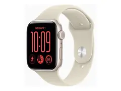Apple Watch SE 3 (GPS + Cellular) - 44 mm stjernelysaluminium - smartklokke med sportsbånd - gummi - sand - båndbredde: M/L - 64 GB - Wi-Fi 4, Bluetooth, LTE - 5G - 33 g
