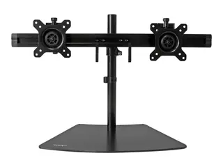 Startech Dual Monitor Mount - Supports Monitors 12" to 24" Adjustable - VESA Monitor Stand for Desk - Low Profile Base - Horizontal - Black (ARMBARDUO) stativ - justerbar arm - for LCD-skjerm - svart
