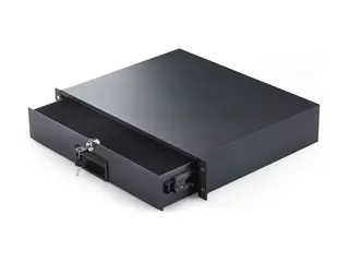Startech - Lagerskuff til rack - hull for kabelpassasje bak, nøkler inkludert, låsbar, stål, 10 kg kapasitet front - skapmonterbar, rackmonterbar - svart - 2U - 19"