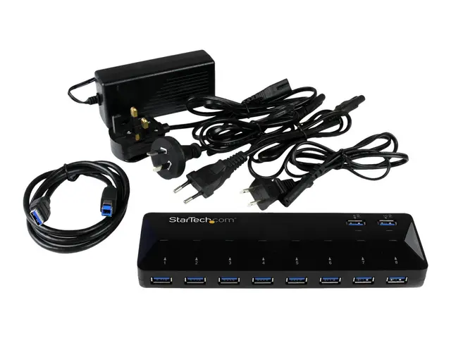 StarTech.com 10 Port USB 3.0 Hub with Charge & Sync Ports - 8 x US...