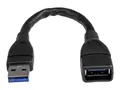 StarTech.com 6in Short USB 3.0 Extension Adapter Cable (USB-A Male to USB-A Female) USB 3.1 Gen 1 (5Gbps) Port Saver Cable - Black (USB3EXT6INBK) - USB-forlengelseskabel - USB-type A til USB-type A - 15.2 cm