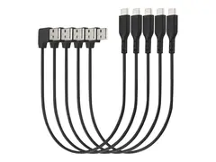 Kensington Charge &amp; Sync USB-C Cable (5-pack) USB-kabel - USB (hann) vinklet til 24 pin USB-C (hann) rett - USB 2.0 - 20 V - 3 A - 32.7 cm - svart (en pakke 5)