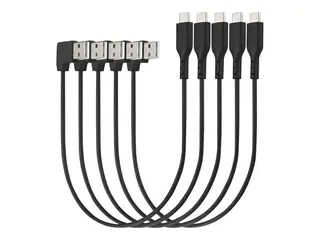 Kensington Charge &amp; Sync USB-C Cable (5-pack) USB-kabel - USB (hann) vinklet til USB-C (hann) rett - USB 2.0 - 20 V - 3 A - 32.7 cm - svart (en pakke 5)