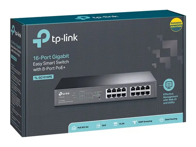 TP-Link TL-SG1016PE - Switch - smart - 8 x 10/100/1000 (PoE+) + 8 ...