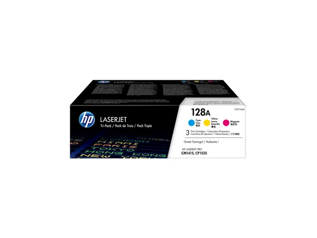 HP 128A - 3-pack - gul, cyan, magenta - original - LaserJet - tone...