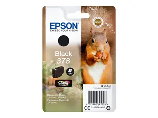 Epson 378 - 5.5 ml - svart - original - blære med RF/lyd-alarm blekkpatron - for Expression Home XP-8605, 8606; Expression Home HD XP-15000; Expression Photo XP-8500, 8700