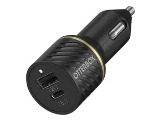 OtterBox Premium - Bilstr&#248;madapter PD 3.0, USB BC 1.2 - 2 utgangskontakter (USB, 24 pin USB-C) - svart glimt