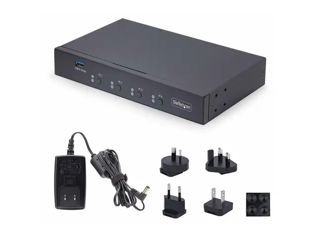StarTech.com 4-Port KM Switch with Mouse Roaming, USB for Keyboard...