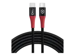 MicroConnect - USB-kabel - 24 pin USB-C (hann) til 24 pin USB-C (hann) 20 V - 3 A - 1.5 m - Safe Charge, Data Blocker - svart, rød