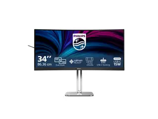 Philips 34B2U5900C - 5000 Series - LED-skjerm kurvet - USB - 34" - 5120 x 2160 WUHD @ 120 Hz - VA - 450 cd/m² - 3000:1 - DisplayHDR 400 - 2 ms - 2xHDMI, DisplayPort, USB-C - høyttalere - koksgrå, sølv (stativ)