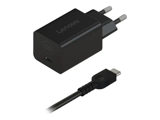 Lenovo Nano - Strømadapter GaN 65 watt (24 pin USB-C) svart Europa