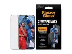 PanzerGlass - Skjermbeskyttelse for mobiltelefon ultravid passform med EasyAligner - glass - med personvernsfilter - 2-veis - klebemiddel - rammefarge svart - for Apple iPhone 18 Pro Max