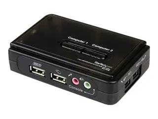 Startech 2 Port USB VGA KVM Switch - Single VGA Hot-key &amp; Audio Support - 2048x1536 @60Hz KVM Switch - KVM Video Switch (SV211KUSB) - KVM / lydsvitsj - 2 x KVM/lyd - 1 lokalbruker - stasjonær