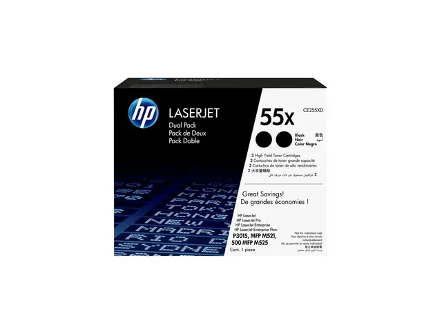 HP 55X - 2-pack - Høy ytelse - svart - original - LaserJet - toner...