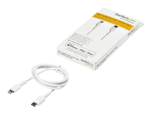 StarTech.com (1m) Durable White USB-C to Lightning Cable, Heavy Du...