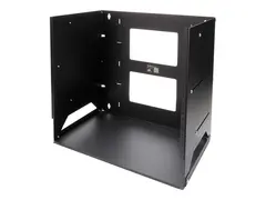 Startech 8U Open Frame Wall Mount Network Rack w/ Built in Shelf 2-Post Adjustable Depth (12" to 18") Equipment Rack - 75.2lbs (WALLSHELF8U) - Stativ (veggmontering) - svart - 8U - 19" - for P/N: CABSCRWS1032