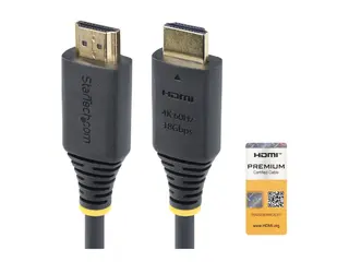 StarTech.com 1m (3.3ft) Premium Certified High Speed HDMI Cable, 4K60Hz Premium High Speed - HDMI-kabel med Ethernet - HDMI hann til HDMI hann - 1 m - svart - 4K 60Hz st&#248;tte, passiv
