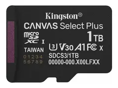 Kingston Canvas Select Plus - Flashminnekort 1 TB - A1 / Video Class V30 / UHS-I U3 / Class10 - microSDXC UHS-I