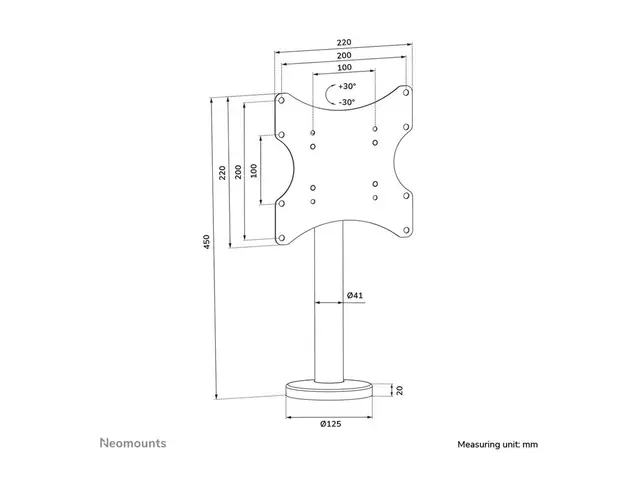 Neomounts DS42-430BL12 - Stativ festes med bolter for TV stål svar...