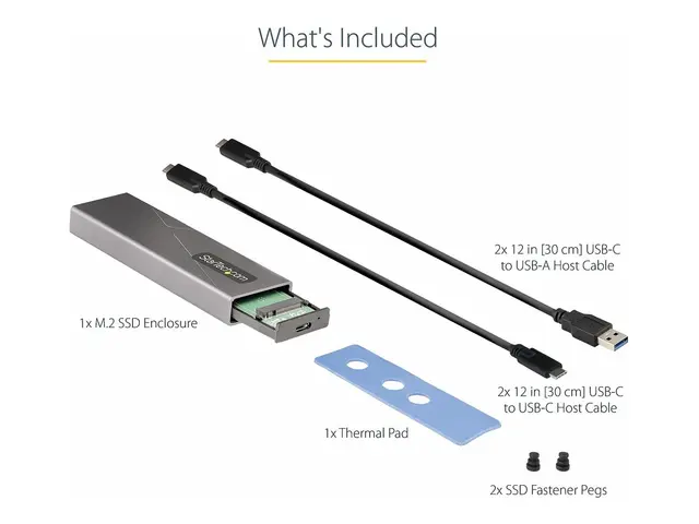StarTech.com USB-C 10Gbps to M.2 NVMe or SATA SSD Enclosure, Tool-...