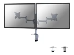 Neomounts FPMA-D1330D - Monteringssett full bevegelse - for 2 LCD-skjermer - sølv - skjermstørrelse: 10"-27" - klemmemonterbar, malje, skrivebordsmonterbar