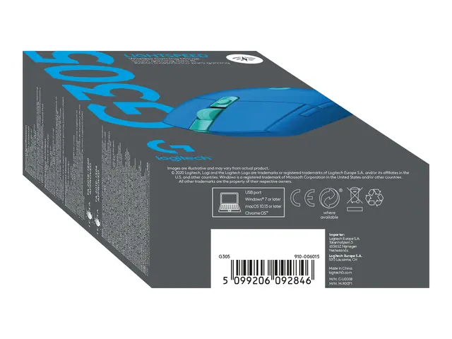 Logitech G G305 - Mus optisk 6 knapper trådløs 2.4 GHz USB mottake...