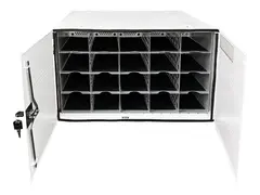 LEBA NoteBox Phones 20 - Kabinettenhet for 20 mobiltelefoner / mobile enheter / h&#229;ndholdte enheter - l&#229;sbar - st&#229;l - hvit - veggmonterbar, skrivebord - utgang: AC 230 V