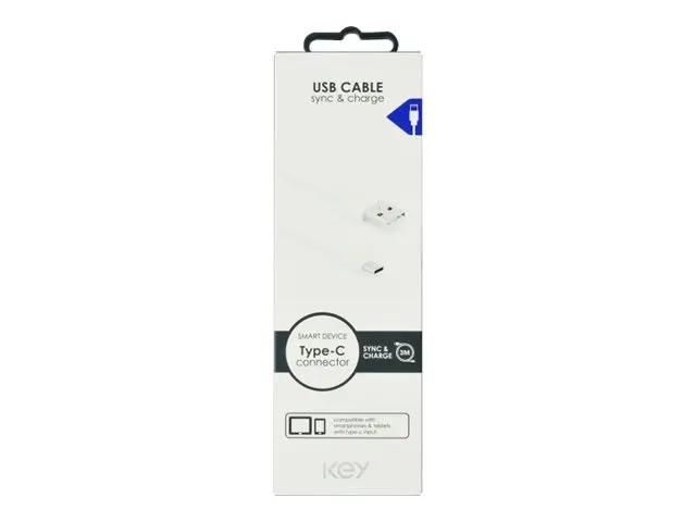 Key - USB-kabel USB-C (hann) til USB 2.4 A 3 m hvit