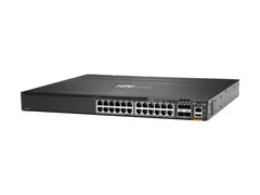 HPE Aruba 6300M - Switch - L3 - Styrt - 24 x 10/100/1000 + 4 x 1 Gigabit / 10 Gigabit / 25 Gigabit / 50 Gigabit SFP56 (opplink / stabling) front og side til bakside - rackmonterbar