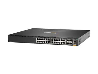 HPE Aruba 6300M - Switch - L3 - Styrt - 24 x 10/100/1000 + 4 x 1 Gigabit / 10 Gigabit / 25 Gigabit / 50 Gigabit SFP56 (opplink / stabling) front og side til bakside - rackmonterbar