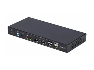 Startech 2-Port Dual-Monitor DP KVM Switch w/Video Matrix, 4K 60Hz KVM / lyd / USB-svitsj - 2 x KVM/lyd/USB - 1 lokalbruker - stasjonær - TAA-samsvar