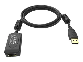 Vision Professional - USB-forlengelseskabel USB (hann) til USB (hunn) - USB 2.0 - 5 m - aktiv inline-forsterker - svart