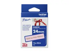 Brother TZe-RE54 - Sateng - gull p&#229; rosa Rull (2,4 cm x 4 m) 1 kassett(er) b&#229;ndtape - for Brother PT-D600; P-Touch PT-3600, D600, D800, E550, P750, P900, P950; P-Touch EDGE PT-P750