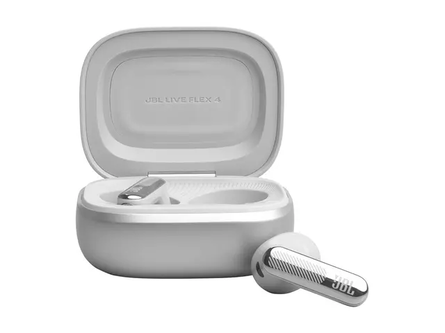 JBL LIVE Flex 4 - True wireless-hodetelefoner med mikrofon i øret - Bluetooth - aktiv støydemping - sølv 
