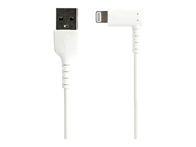 StarTech.com 3ft (1m) Durable USB A to Lightning Cable, White 90° ...