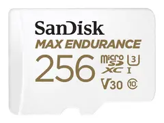 SanDisk Max Endurance - Flashminnekort (microSDXC til SD-adapter inkludert) 256 GB - Video Class V30 / UHS-I U3 / Class10 - microSDXC UHS-I