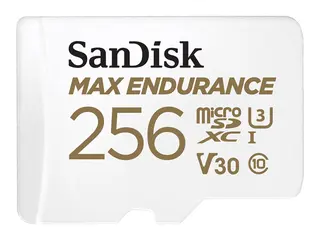 SanDisk Max Endurance - Flashminnekort (microSDXC til SD-adapter inkludert) 256 GB - Video Class V30 / UHS-I U3 / Class10 - microSDXC UHS-I