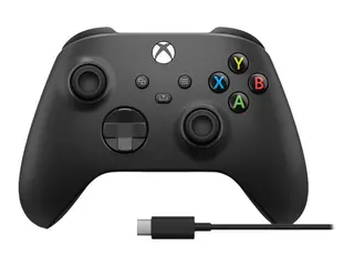 Microsoft Xbox Wireless Controller + USB-C Cable H&#229;ndkonsoll - tr&#229;dl&#248;s - Bluetooth - karbon sort - for PC, Microsoft Xbox One, Android, Microsoft Xbox Series S, Microsoft Xbox Series X, iOS