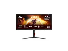 AOC Gaming CU34G4CA - G4 Series - LED-skjerm gaming - kurvet - 34" - 3440 x 1440 UWQHD @ 180 Hz - Fast VA - 2500:1 - DisplayHDR 400 - 0.5 ms - 2xHDMI, DisplayPort, USB-C - høyttalere - svart, rød