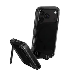 CARE by PanzerGlass - Beskyttende deksel for mobiltelefon med stativ - MagSafe-samsvar - termoplast-polyuretan (TPU), polykarbonat (PC) - røykfarget, svart