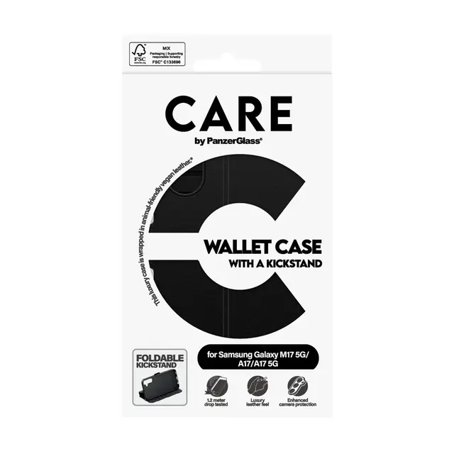 CARE by PanzerGlass - Lommebok for mobiltelefon - med stativ - veg...