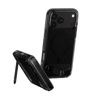 CARE by PanzerGlass - Beskyttende deksel for mobiltelefon med stativ - MagSafe-samsvar - termoplast-polyuretan (TPU), polykarbonat (PC) - røykfarget, svart - for Apple iPhone 17 Pro Max