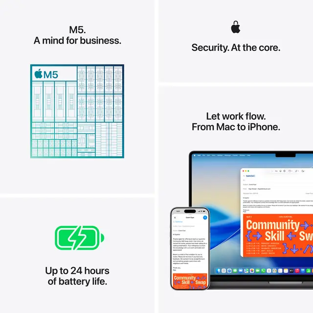Apple MacBook Pro - 14-inch - Apple M5 chip wit 10-core CPU and 10-core GPU, 16GB, 512GB SSD Silver 