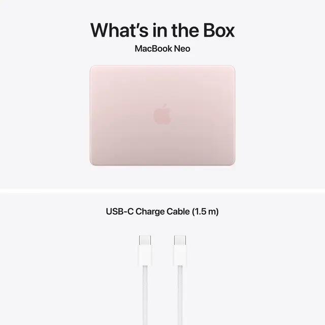 13-inch MacBook Neo: Apple A18 Pro chi with 6-core CPU and 5-core GPU, 8GB, 256GB SSD Rosa 