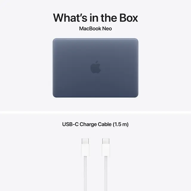 13-inch MacBook Neo: Apple A18 Pro chi with 6-core CPU and 5-core GPU, 8GB, 256GB SSD Indigo 