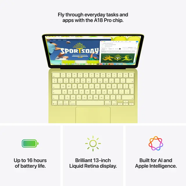13-inch MacBook Neo: Apple A18 Pro chip with 6-core CPU and 5-core GPU, 8GB, 256GB SSD Silver 