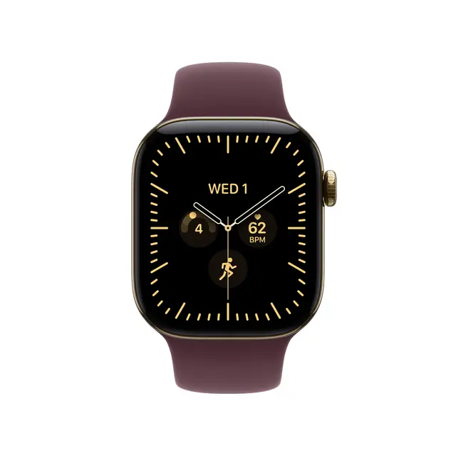 Apple Watch Series 12 GPS + Cellular 42mm Radiant Gold Titanium Case with Burgundy Sport Band M/L 